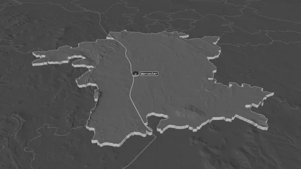 Ampliar Worcestershire Condado Administrativo Inglaterra Extruido Perspectiva Oblicua Mapa Elevación — Foto de Stock