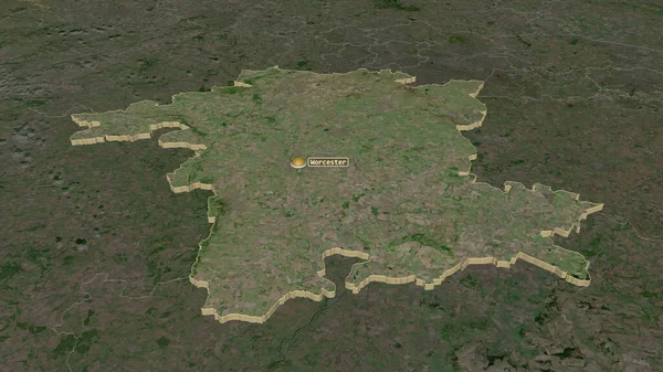 Közelíts Worcestershire Anglia Közigazgatási Megyéje Extrudálva Kötelező Perspektíva Műholdas Képek — Stock Fotó