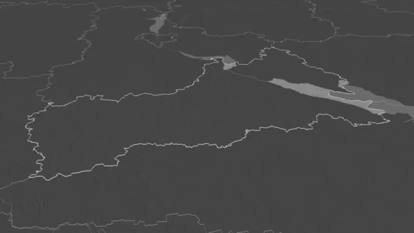 Zoom Auf Tscherkasy Region Der Ukraine Umrissen Schräge Perspektive Karte — Stockfoto