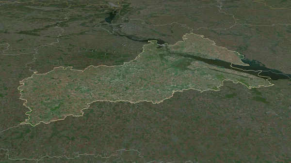 Aproxime Cherkasy Região Ucrânia Delineado Perspectiva Óbvia Imagens Satélite Renderização — Fotografia de Stock