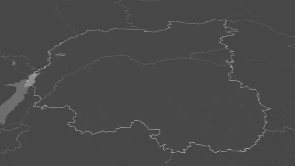 Powiększ Chernihiv Region Ukrainy Zarysowane Perspektywa Ukośna Dwupoziomowa Mapa Wysokości — Zdjęcie stockowe