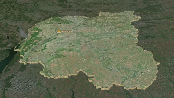 Ampliar Chernihiv Región Ucrania Extruido Perspectiva Oblicua Imágenes Satélite Renderizado —  Fotos de Stock