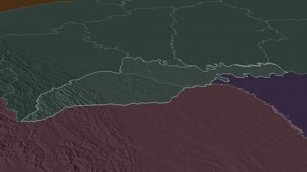 Ampliar Chernivtsi Región Ucrania Esbozado Perspectiva Oblicua Mapa Coloreado Tocado — Foto de Stock