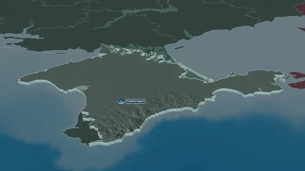 Zoom Sulla Crimea Repubblica Autonoma Dell Ucraina Estruso Prospettiva Obliqua — Foto Stock