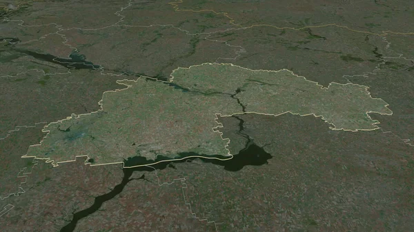 Zooma Dnipropetrovs Regionen Ukraina Beskrivs Svagt Perspektiv Satellitbilder Rendering — Stockfoto