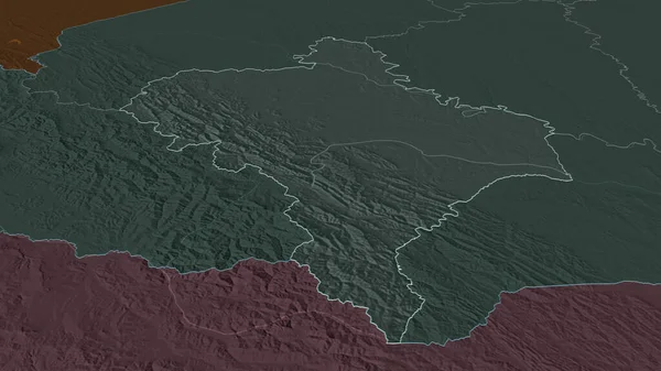Ampliar Ivano Frankivs Región Ucrania Esbozado Perspectiva Oblicua Mapa Coloreado — Foto de Stock