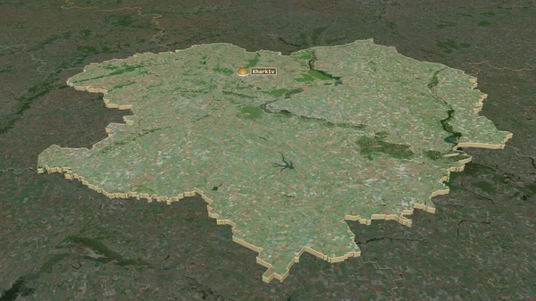Zooma Kharkiv Regionen Ukraina Extruderade Svagt Perspektiv Satellitbilder Rendering — Stockfoto
