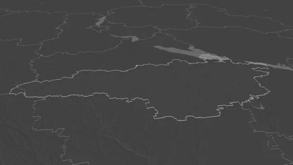 Zoom Auf Kirovohrad Gebiet Der Ukraine Umrissen Schräge Perspektive Karte — Stockfoto