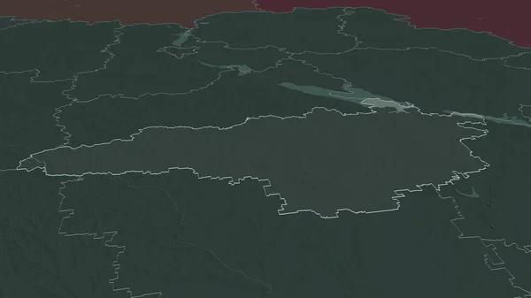 Powiększ Kirowohrad Region Ukrainy Przedstawione Perspektywa Ukośna Kolorowa Wyboista Mapa — Zdjęcie stockowe