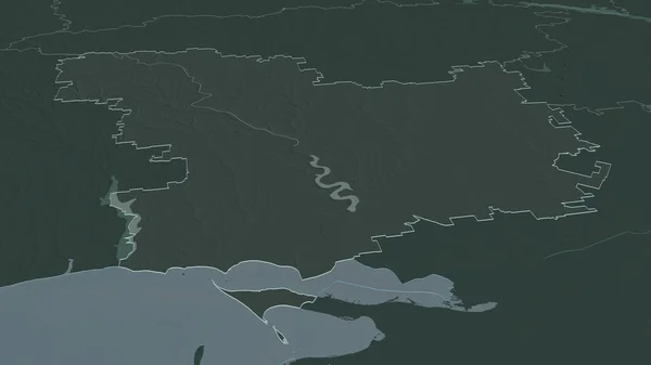 Zoom Auf Mykolayiv Region Der Ukraine Umrissen Schräge Perspektive Farbige — Stockfoto