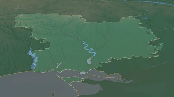 Zoom Mykolayiv Regione Dell Ucraina Delineato Prospettiva Obliqua Mappa Topografica — Foto Stock