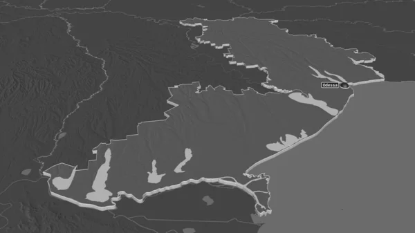 Zoom Auf Odessa Region Ukraine Schräge Perspektive Karte Der Höhenlage — Stockfoto