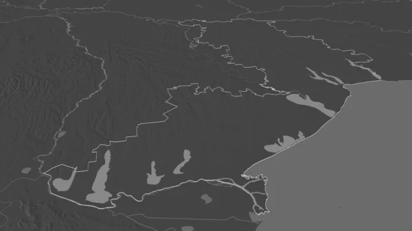 Přiblížit Oděse Region Ukrajiny Nastínil Úhlová Perspektiva Bilevel Elevační Mapa — Stock fotografie