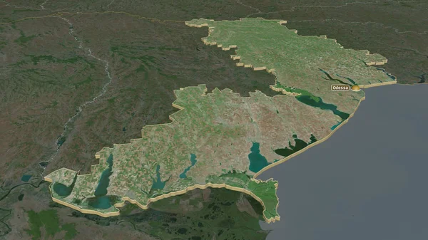 Ampliar Odessa Región Ucrania Extruido Perspectiva Oblicua Imágenes Satélite Renderizado — Foto de Stock