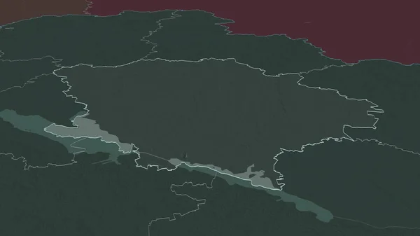 Powiększ Połtawę Region Ukrainy Perspektywa Ukośna Kolorowa Wyboista Mapa Podziału — Zdjęcie stockowe