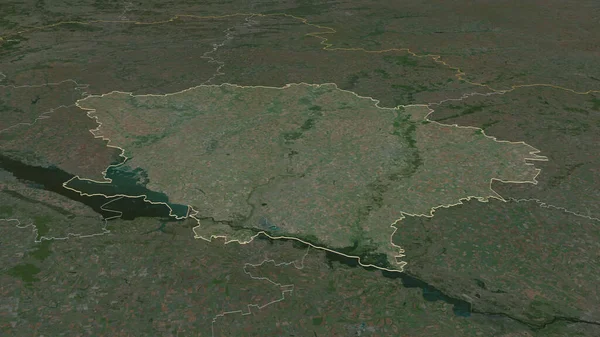 Збільшення Полтаві Регіон України Окреслено Неймовірна Перспектива Супутникові Знімки Візуалізація — стокове фото