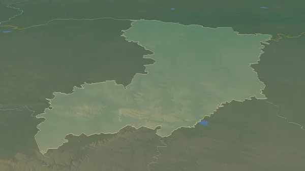 ライン川 ウクライナの地域 でズームアウト概要 嘘の見方だ 地表水と地形救援マップ 3Dレンダリング — ストック写真