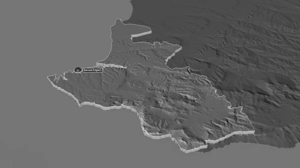 Ampliar Sebastopol República Autónoma Ucrania Extruido Perspectiva Oblicua Mapa Elevación — Foto de Stock