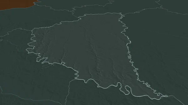Přiblížit Ternopil Oblast Ukrajiny Nastínil Úhlová Perspektiva Barevná Hrbolatá Mapa — Stock fotografie