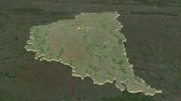 Ampliar Ternopil Región Ucrania Extruido Perspectiva Oblicua Imágenes Satélite Renderizado — Foto de Stock