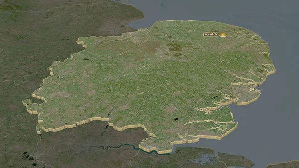 Ampliar Este Inglaterra Región Del Reino Unido Extruido Perspectiva Oblicua — Foto de Stock