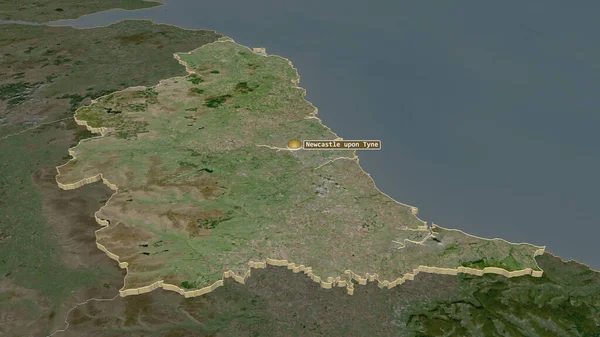 北東部 イギリスの地域 でズームアウト 嘘の見方だ 衛星画像 3Dレンダリング — ストック写真