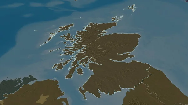 Zoom Sur Écosse Région Royaume Uni Perspective Oblique Carte Colorée — Photo