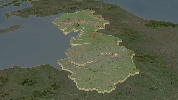 Přiblížit Severozápadě Oblast Velké Británie Vytlačen Úhlová Perspektiva Satelitní Snímky — Stock fotografie
