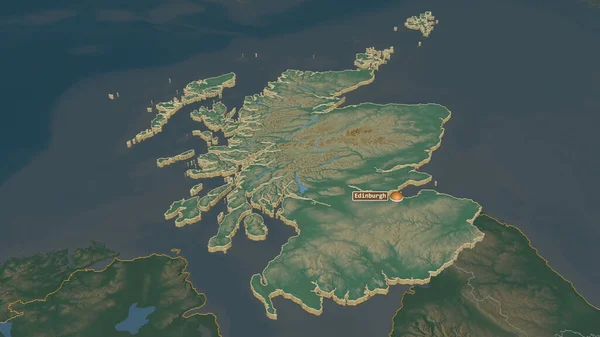 スコットランド イギリスの地域 でズームが押出 嘘の見方だ 地表水と地形救援マップ 3Dレンダリング — ストック写真