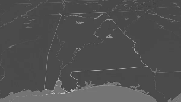 Közelíts Alabamára Egyesült Államok Állam Kötelező Perspektíva Kétszintes Térkép Felszíni — Stock Fotó