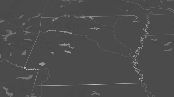 Zoom Arkansas Stato Degli Stati Uniti Delineato Prospettiva Obliqua Mappa — Foto Stock