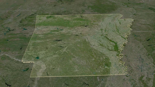 放大阿肯色州 斜的角度 卫星图像 3D渲染 — 图库照片