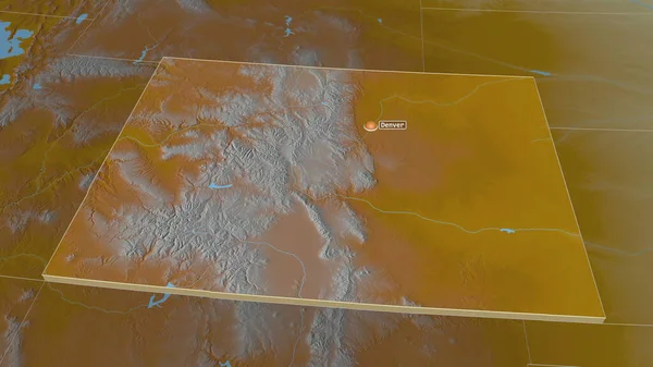 Ampliar Colorado Estado Estados Unidos Extruido Perspectiva Oblicua Mapa Topográfico — Foto de Stock