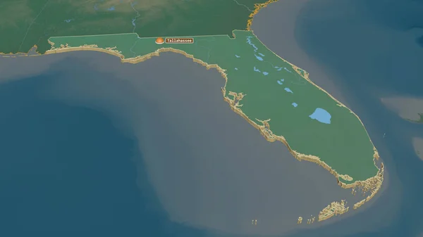 Közelíts Floridára Egyesült Államok Állam Extrudálva Kötelező Perspektíva Felszíni Vizekkel — Stock Fotó