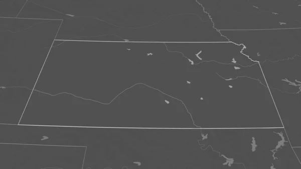 Zoom Sur Kansas État Des États Unis Décrit Perspective Oblique — Photo