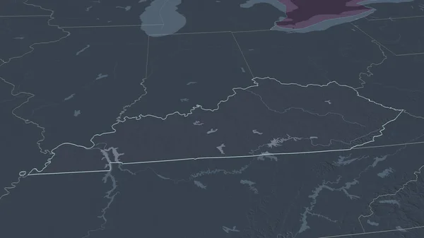Zoom Kentucky Staat Van Verenigde Staten Geschetst Obliek Perspectief Gekleurde — Stockfoto