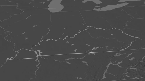 Zoom Kentucky Staat Van Verenigde Staten Geschetst Obliek Perspectief Hoogteverschil — Stockfoto