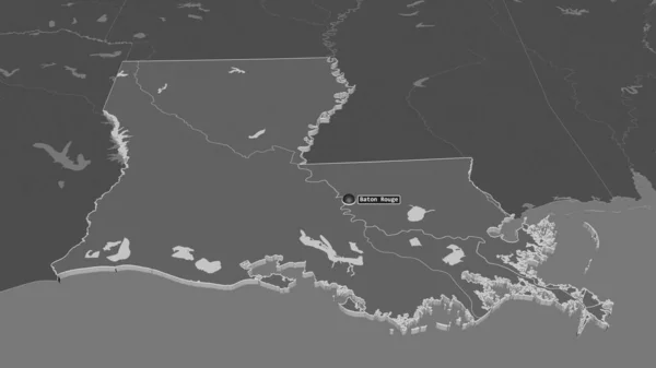 Zoom Louisiana Estado Dos Estados Unidos Extrudido Perspectiva Óbvia Bilevel — Fotografia de Stock