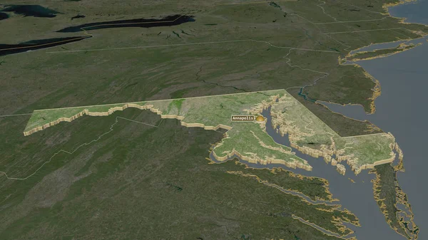 Vergrößern Sie Maryland Bundesstaat Schräge Perspektive Satellitenbilder Rendering — Stockfoto