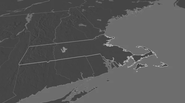 Powiększ Massachusetts Stan Stany Zjednoczone Przedstawione Perspektywa Ukośna Dwupoziomowa Mapa — Zdjęcie stockowe