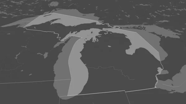 Zoom Michigan Estado Dos Estados Unidos Delineado Perspectiva Óbvia Bilevel — Fotografia de Stock