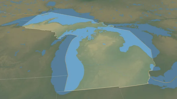 Zoom Michigan Estado Dos Estados Unidos Delineado Perspectiva Óbvia Mapa — Fotografia de Stock