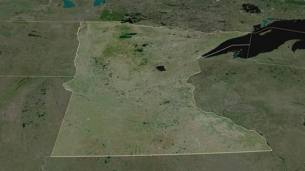 Közelíts Minnesotára Egyesült Államok Állam Kötelező Perspektíva Műholdas Képek Renderelés — Stock Fotó