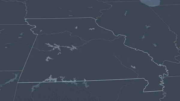 Zoom Missouri Estado Dos Estados Unidos Delineado Perspectiva Óbvia Mapa — Fotografia de Stock