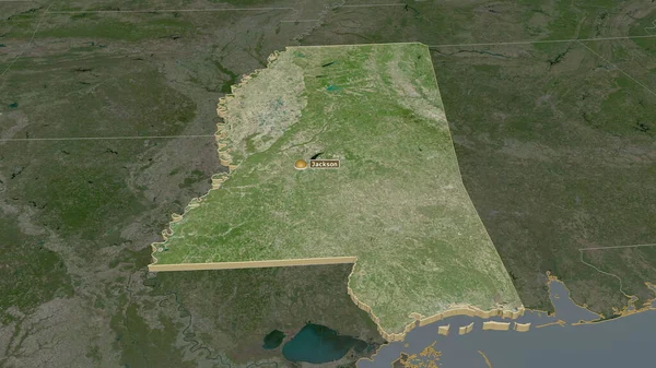 Zooma Mississippi Delstaten Usa Extruderad Svagt Perspektiv Satellitbilder Rendering — Stockfoto