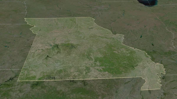 Zoom Sul Missouri Stato Degli Stati Uniti Delineato Prospettiva Obliqua — Foto Stock
