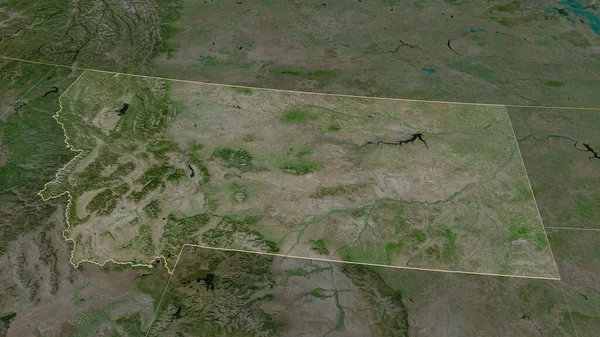 Közelíts Montana Egyesült Államok Állam Kötelező Perspektíva Műholdas Képek Renderelés — Stock Fotó