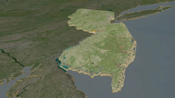 Zoom Auf New Jersey Bundesstaat Schräge Perspektive Satellitenbilder Rendering — Stockfoto