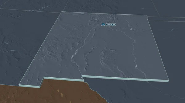 Zoom Auf New Mexico Bundesstaat Schräge Perspektive Farbige Landkarte Des — Stockfoto