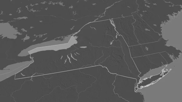 Zoom New York Stato Degli Stati Uniti Delineato Prospettiva Obliqua — Foto Stock